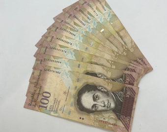 Ten (10) pcs x Venezuela 100 Bolivar Fuerte XF Banknotes, P-93 (2007-2015)
