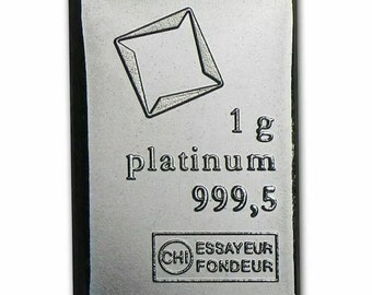 1 Gram .9995 Platinum Bullion Bar - Valcambi Suisse (from Combibar Sheet)