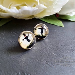 Pendientes de espantapájaros de Halloween, chapados en plata, 12 mm / 1,2 cm / 0,47 pulgadas