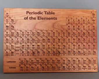 Periodic Table Cutting Board. Periodic Table Engraved on Maple, Walnut, Cherry or White Oak Wood.