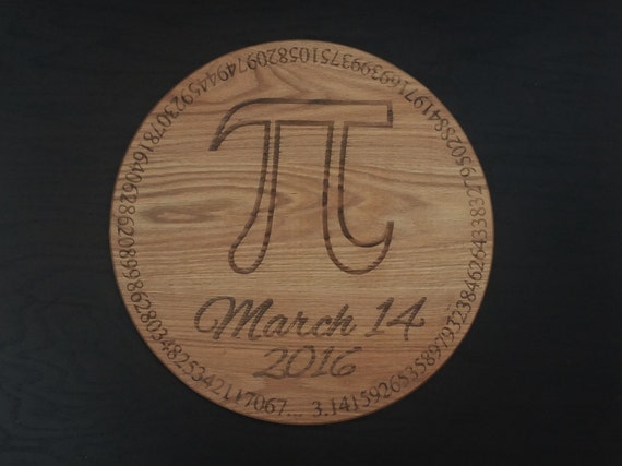 Pi Day engraved cutting board or serving board. Great math themed pie server, great idea for a geek gift, graduation gift or teachers gift!