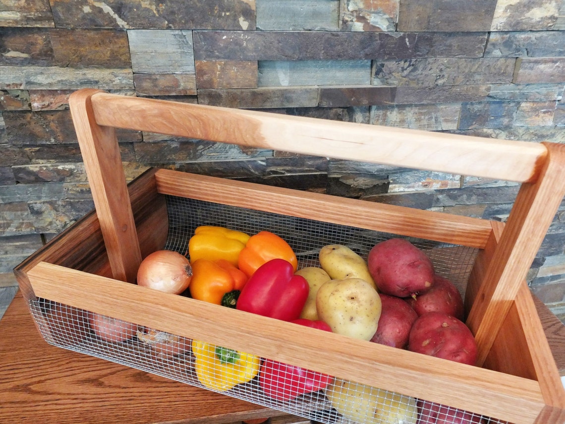 Wooden Garden Basket Made of Oak Wood with a Maple Wood Etsy