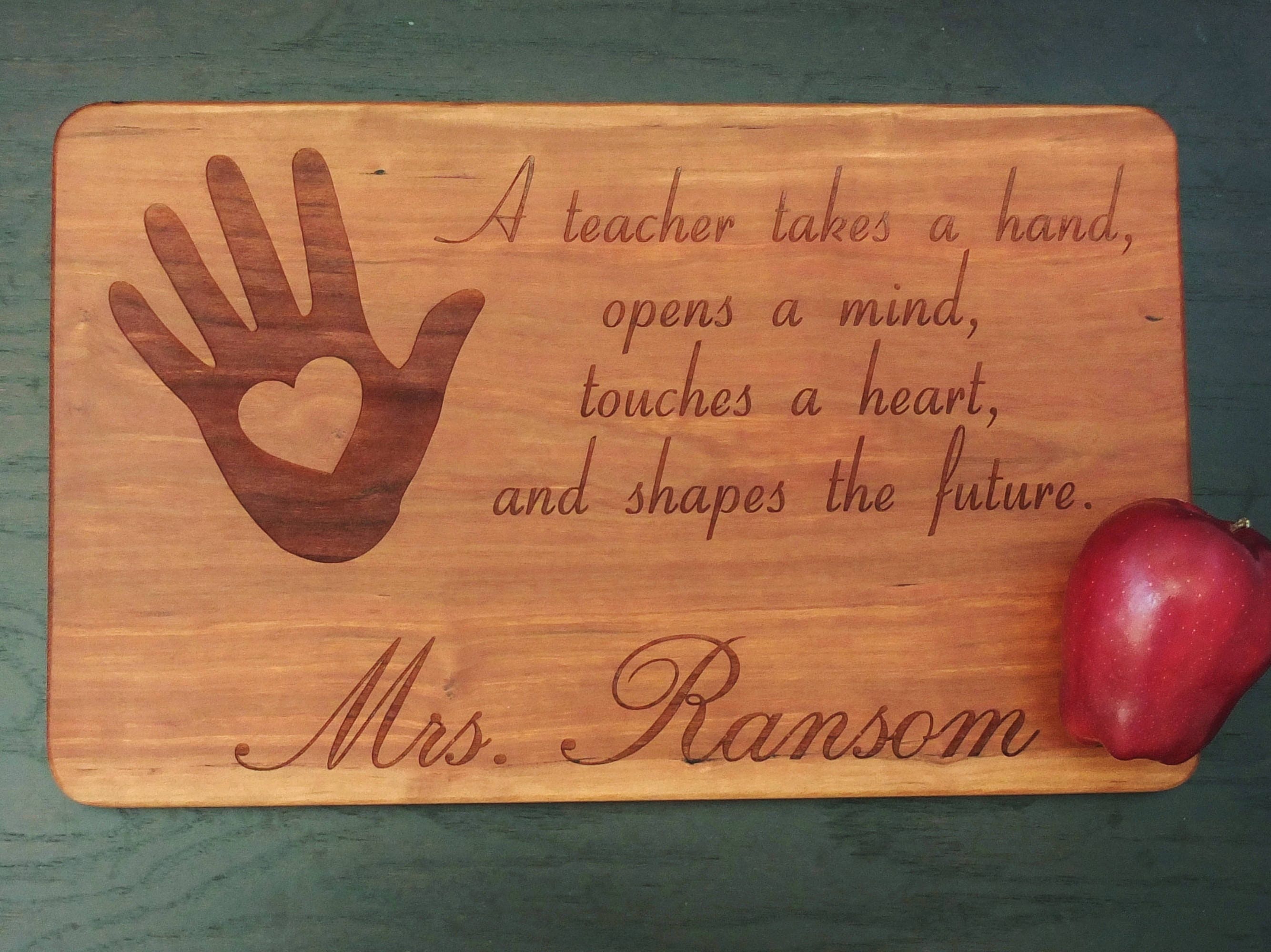 Personalized Wooden Teacher Gift Engraved with Name in Cherry Etsy