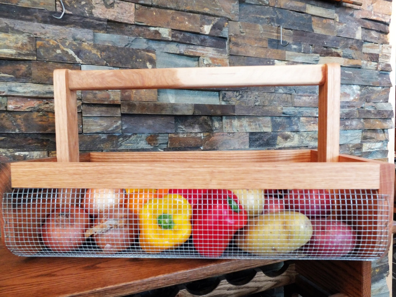 Wooden Garden Basket Made of Oak Wood With a Maple Wood Etsy