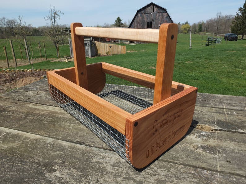 Wooden Vegetable Basket Made From Oak Wood With a Maple Etsy