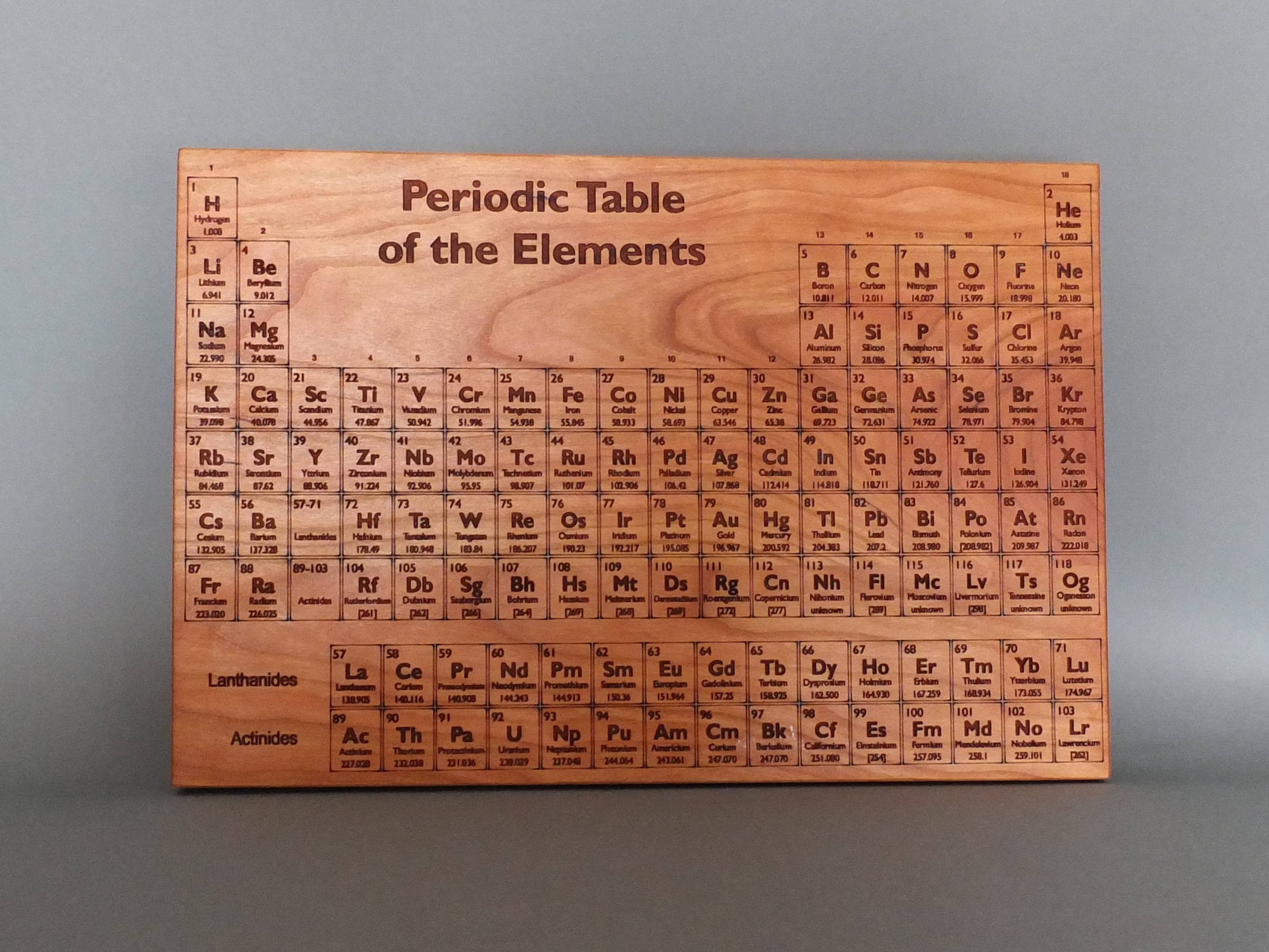 Periodic Table Cutting Board. Periodic Table Engraved on Maple