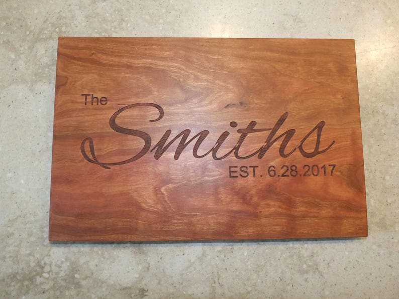 Personalized Last Name Wood Cutting Board Engraved with Name Etsy