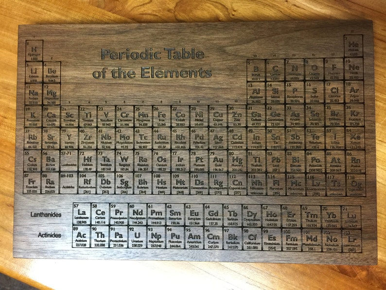 Periodic Table Cutting Board. Periodic Table Engraved on Maple, Walnut, Cherry or White Oak Wood. image 4