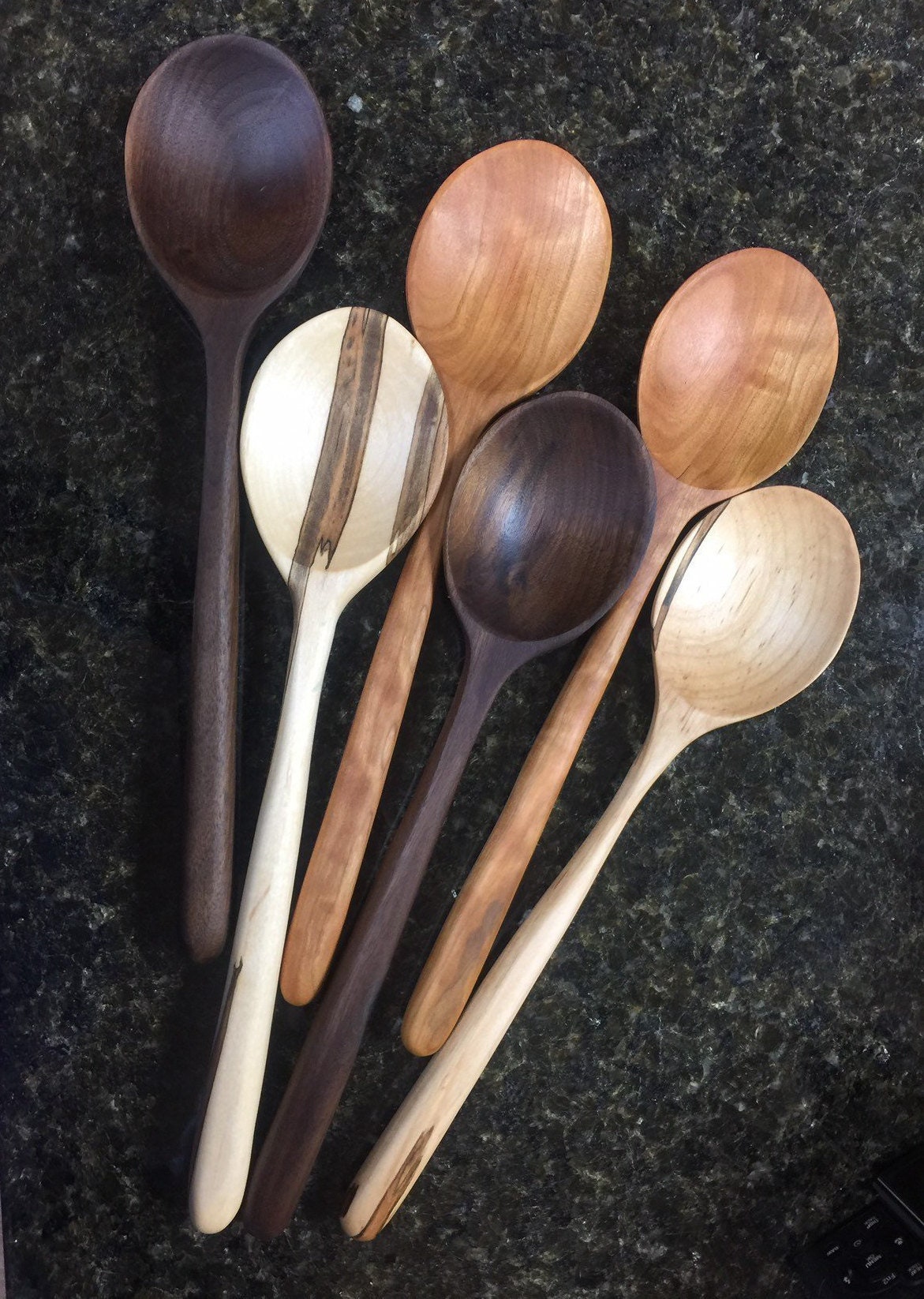 Lancaster Cast Iron Handmade Wooden Spoon & Spatula Set - 12 Cherry Wood, Hand Carved, Made in The USA with Pennsylvania Black Cherry Wood - Cook