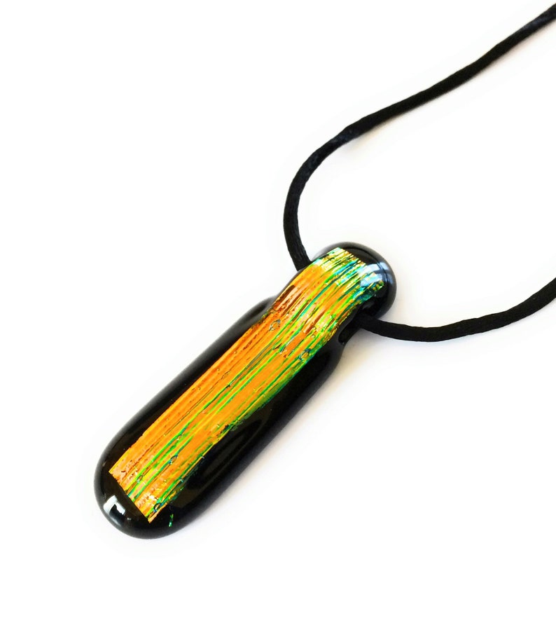 Kacey Gold Long Pendant Necklace in Dichroic Glass main image 1