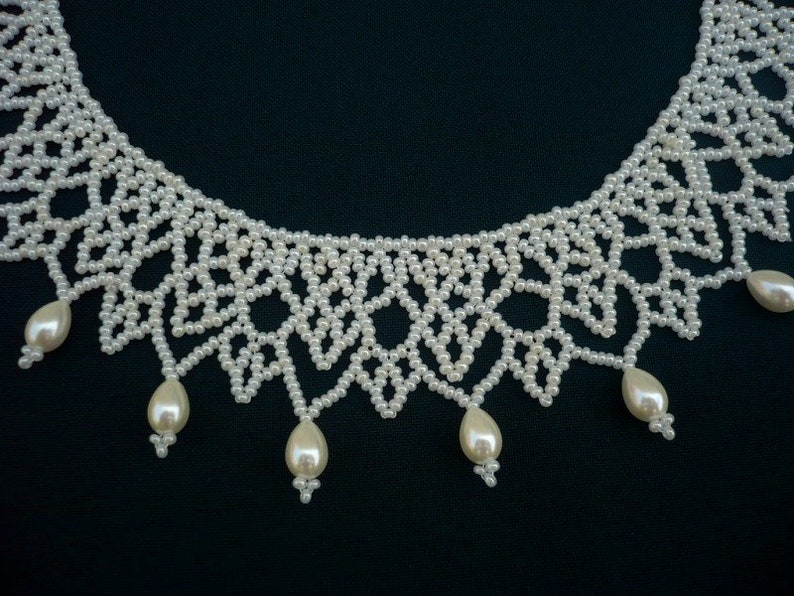 Ecru Color Lace-like Beadwork Necklace White Seed Bead - Etsy