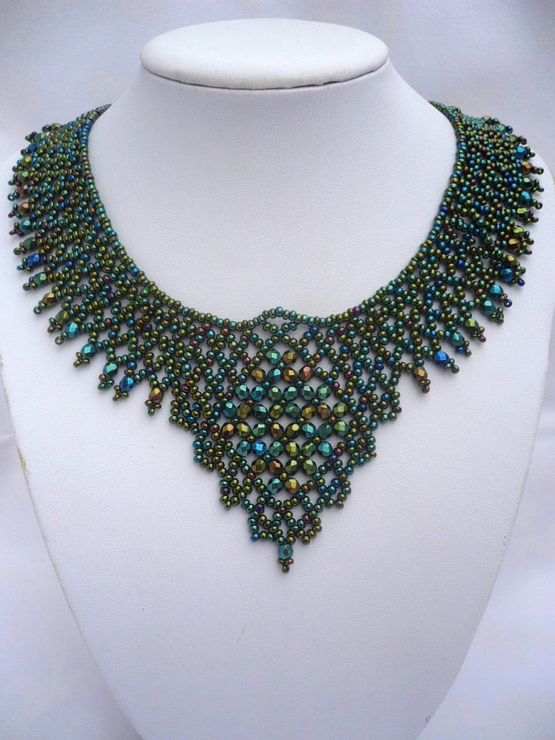 Colorful Seed Bead Glass Crystal Necklace Seed Bead Jewelry Etsy