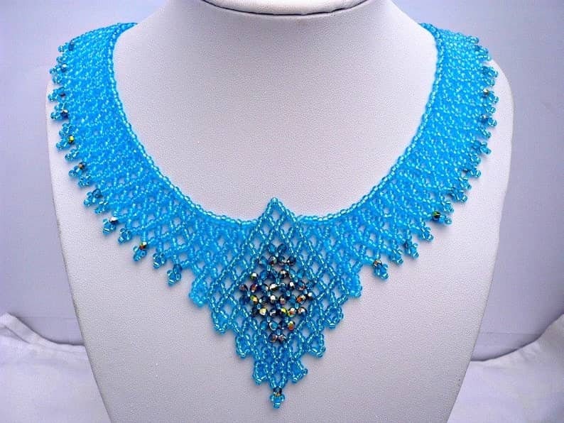 Colorful Seed Bead Glass Crystal Necklace Seed Bead Jewelry Etsy