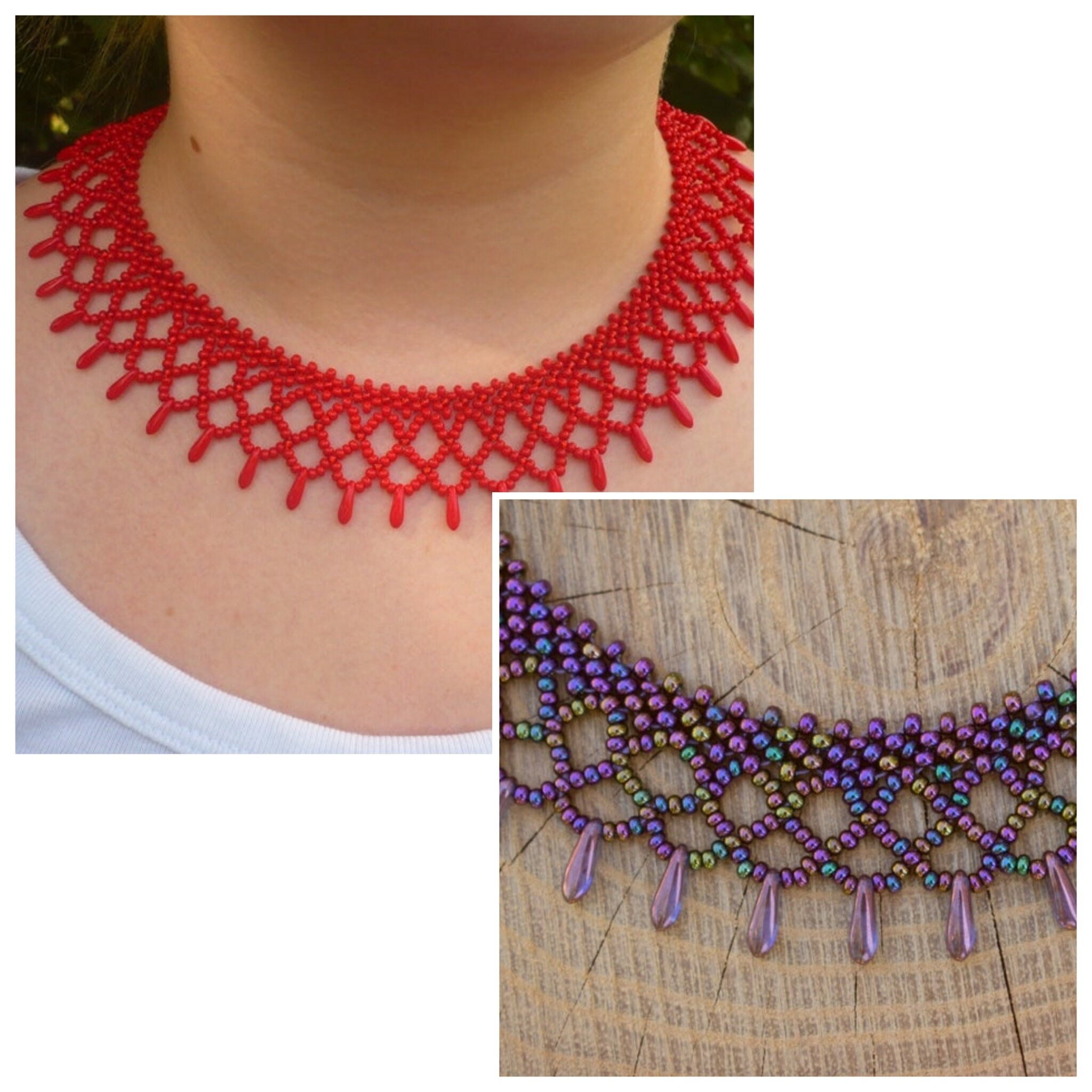 Red or Purple Hungarian Seed Bead Choker Collar Necklace Seed Beaded Jewelry Beaded Statement Necklace Gift for Her Women Necklace Etsy Canada