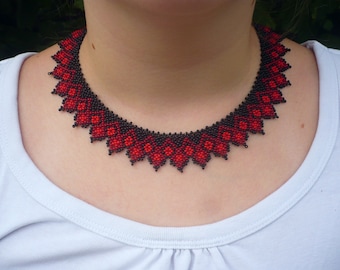 Ukrainische Perlen Choker Halsband - Handgemachte Folklore Perlen Halskette