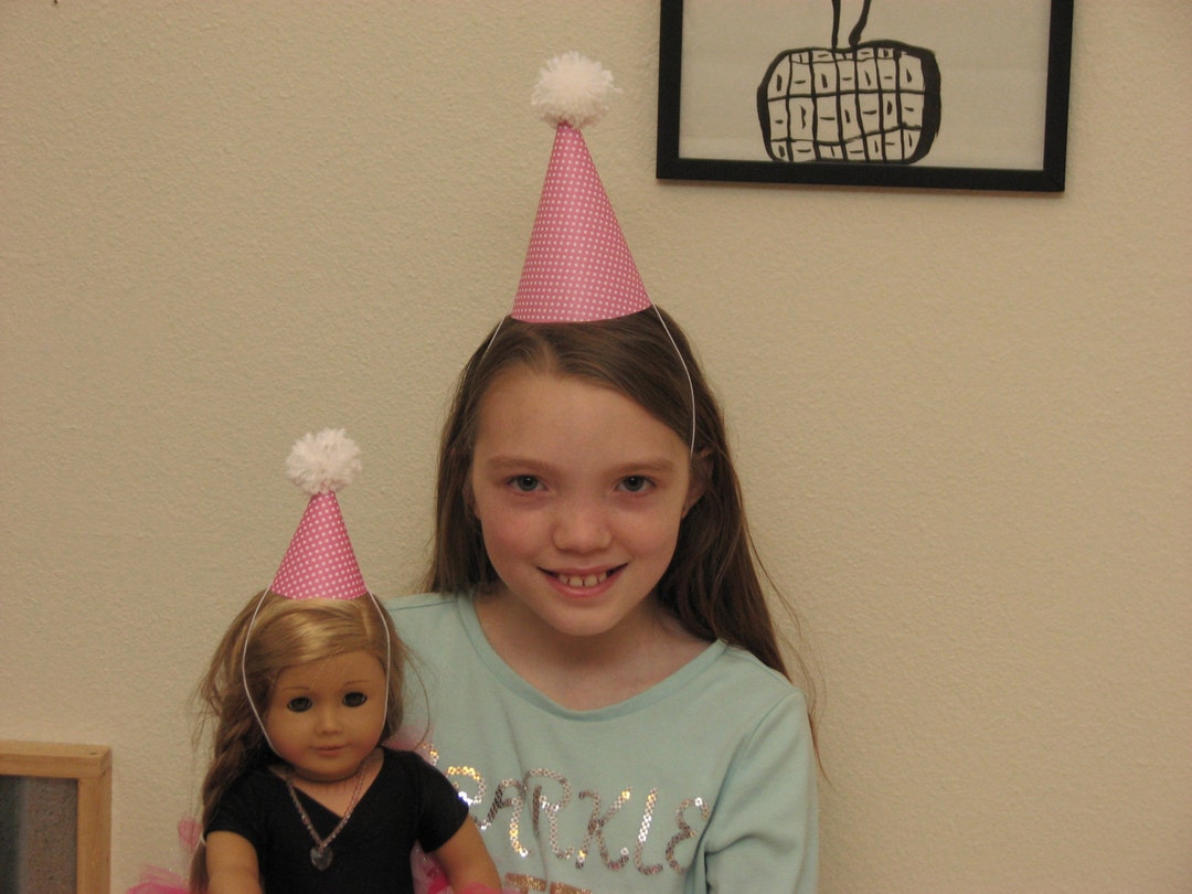 8 Matching Paper Party Hats for Kids and Dolls 4 Hats for Dolls Plus 4 Hats for Kids Etsy
