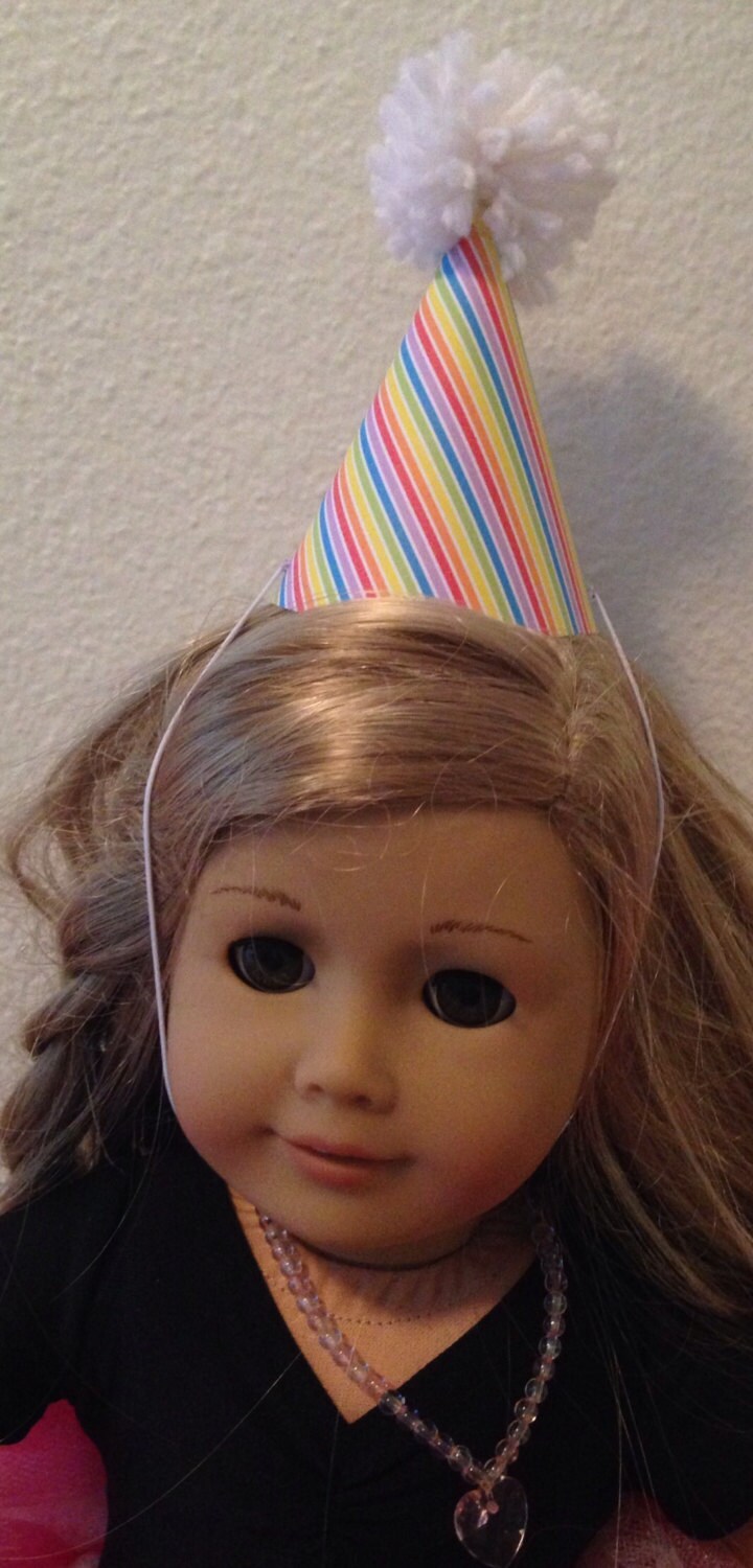 Rainbow Party Themed 12 Doll Party Hats fit American Girl dolls Doll