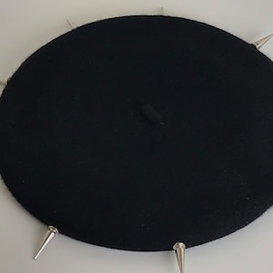 Black French Beret - with Spikes