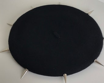 Black French Beret - with Spikes