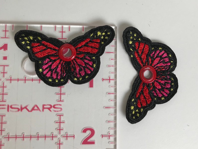 Small Butterflies Roller Skate Accessory Shoe Charms Red