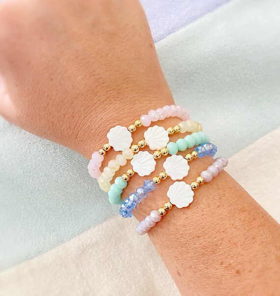 MERMAID Seashell Bracelet Crystal Beaded Bracelet Summer - Etsy