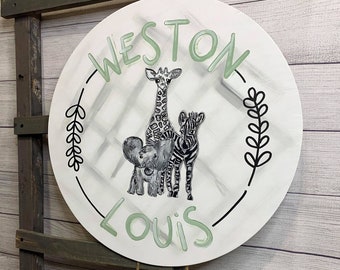 Cute safari sign door hanger name banner