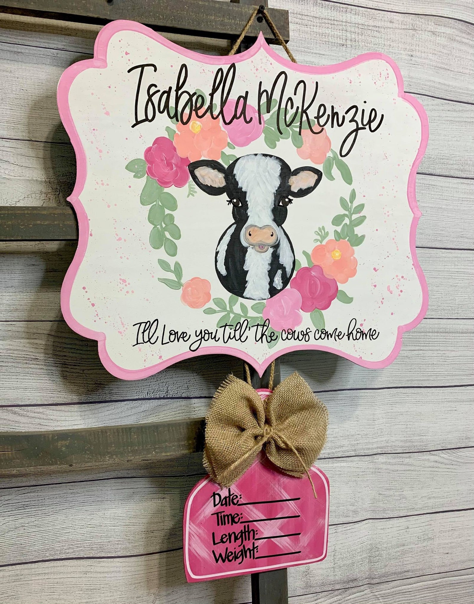 Cow Baby Door Hanger Cow Nursery Theme Cow Hospital Door Etsy