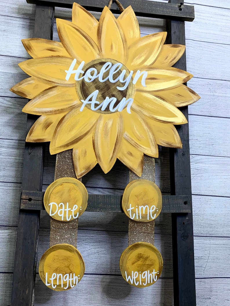 Sunflower Baby Door Hanger Hospital Baby Door Hanger Etsy