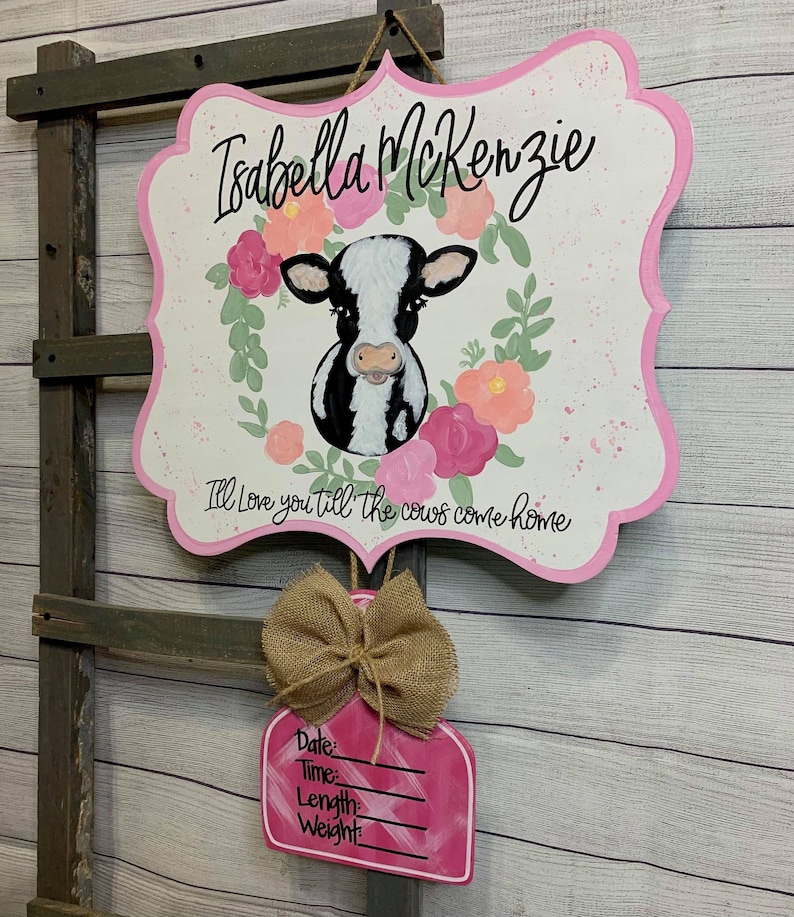 Cow Baby Door Hanger Cow Nursery Theme Cow Hospital Door Etsy