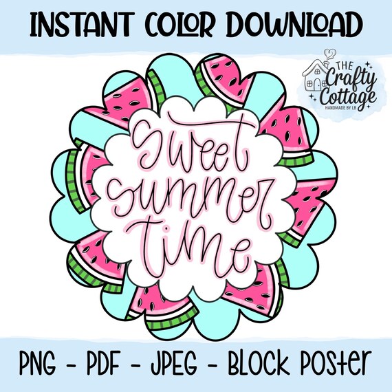 Summer Door Hanger Template - Watermelon Summer Design