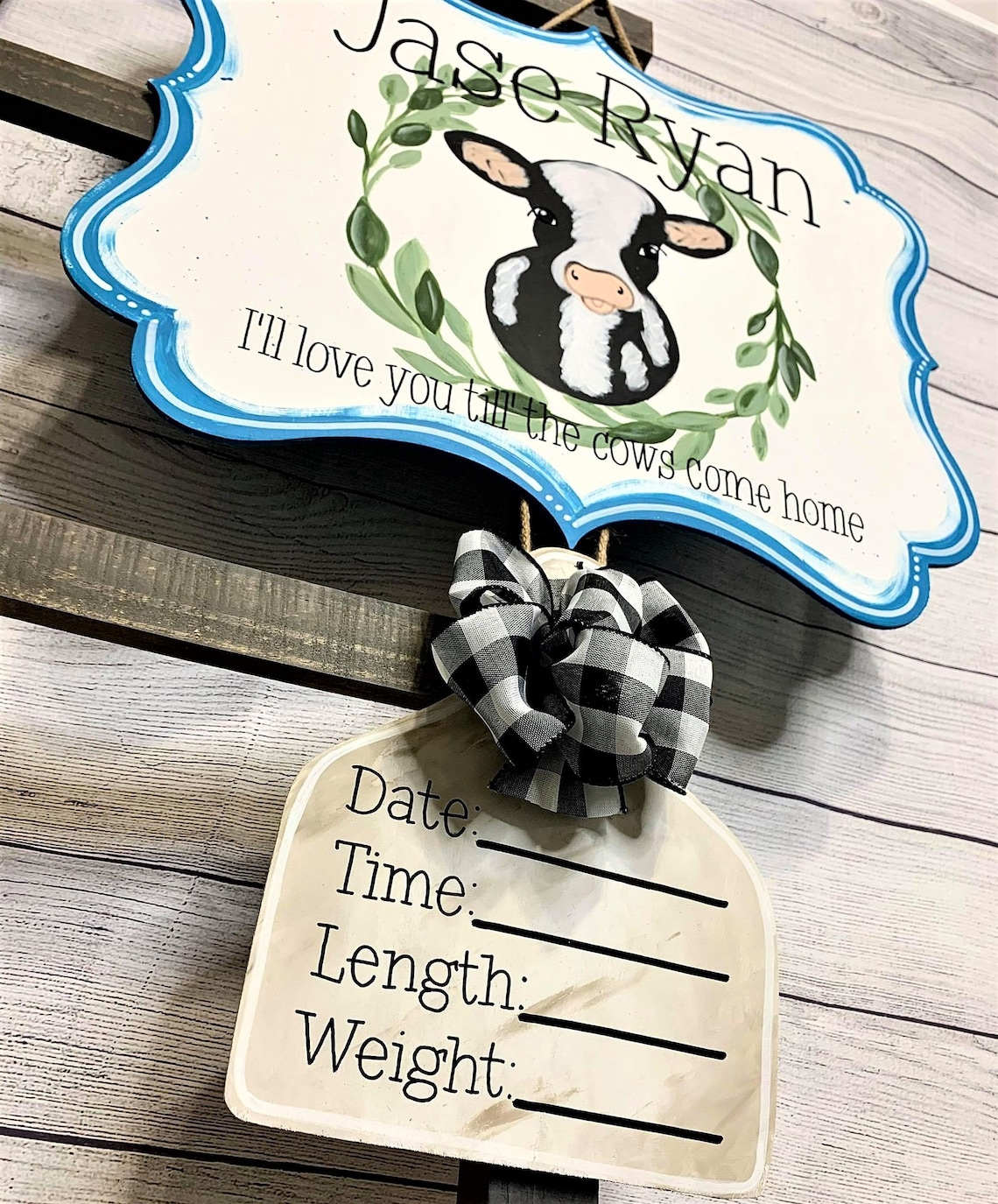 Cow Baby Door Hanger Cow Nursery Theme Hospital Door Etsy