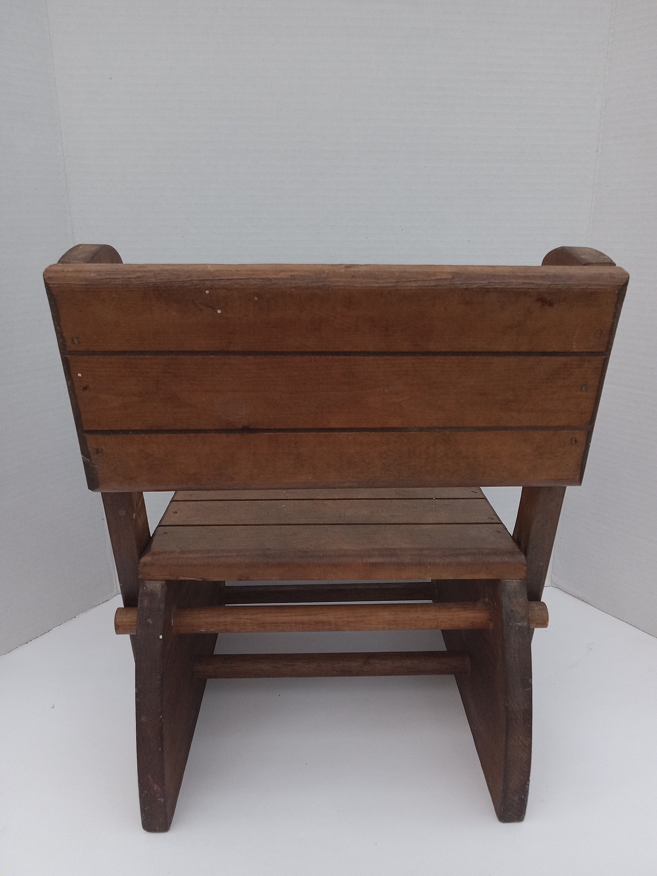 Vintage Childs Convertible Step Stool/chair, Folding Wood Chair, Childs