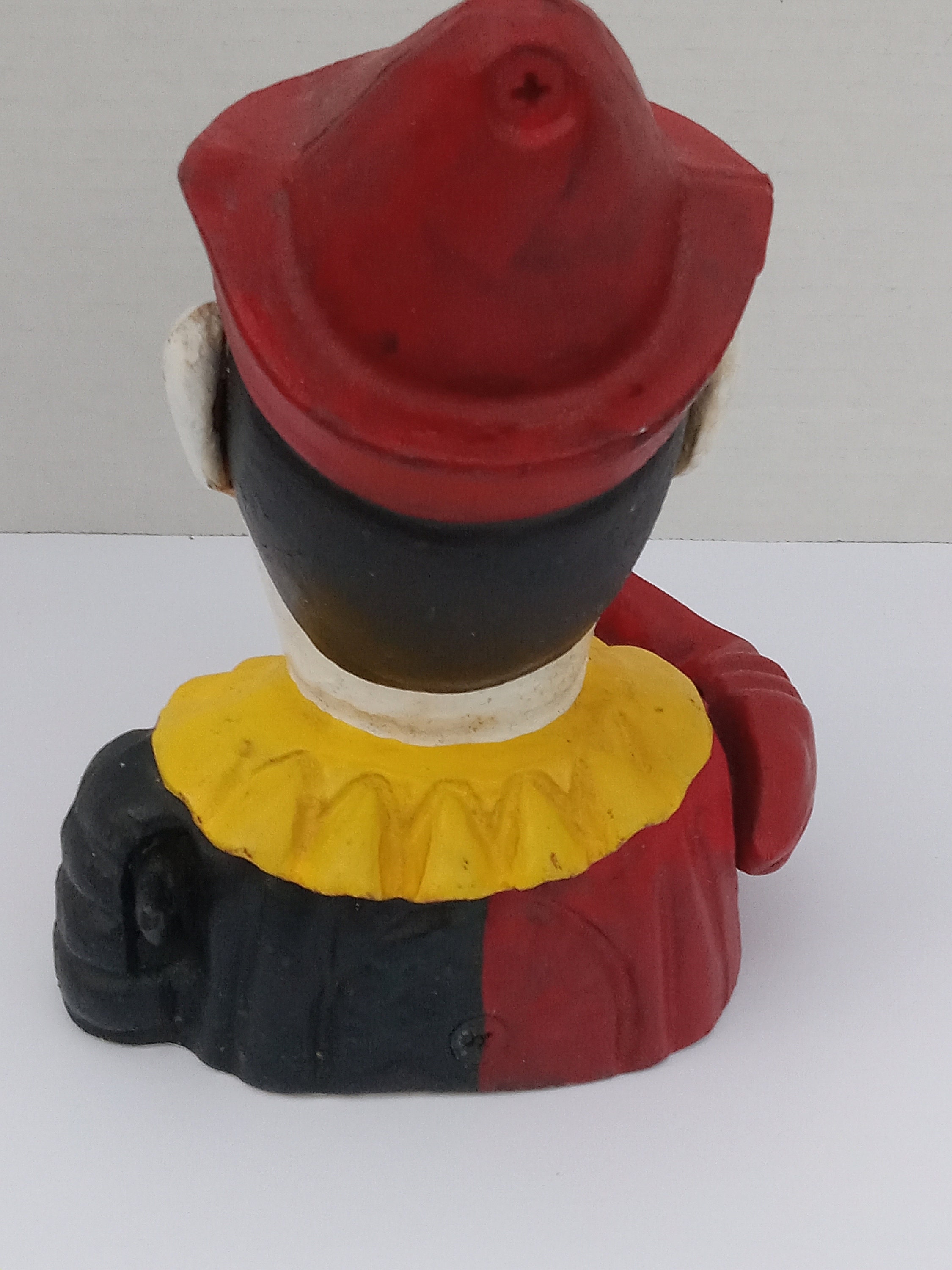 Mechanical Cast Iron Clown Jester Bank, Vintage Cast Iron