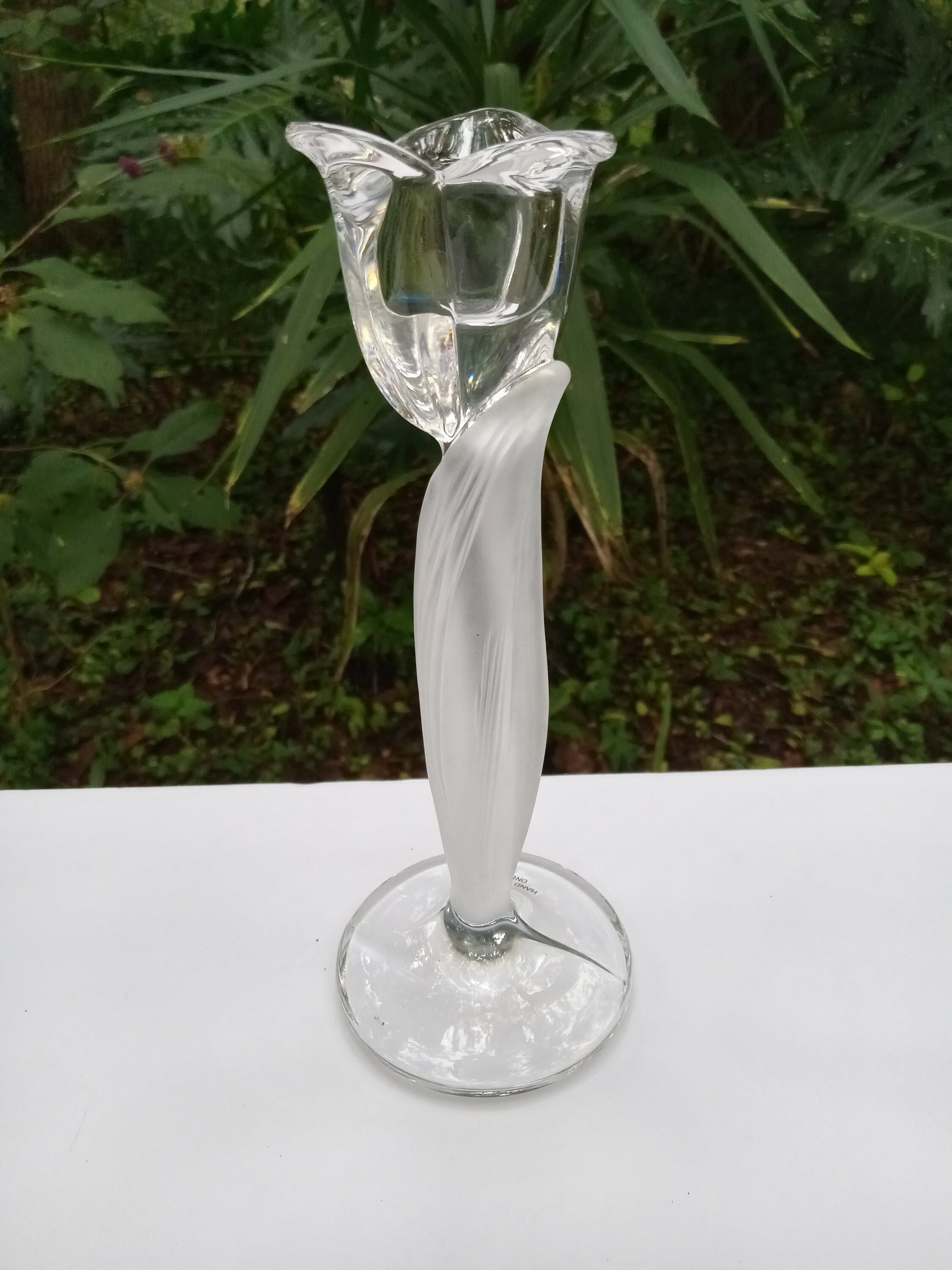 Vintage Pair of Spring Aria Tulip Frosted Led Crystal Candle