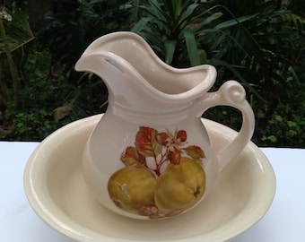 Vintage Mccoy Pottery Pitcher and Bowl Set: Blue Floral Decor - Etsy