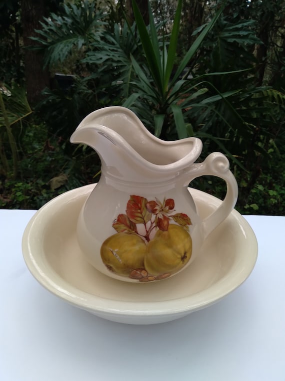 Mccoy Pottery Fruit Festival Pitcher and Bowl , Mccoy 7515 USA - Etsy