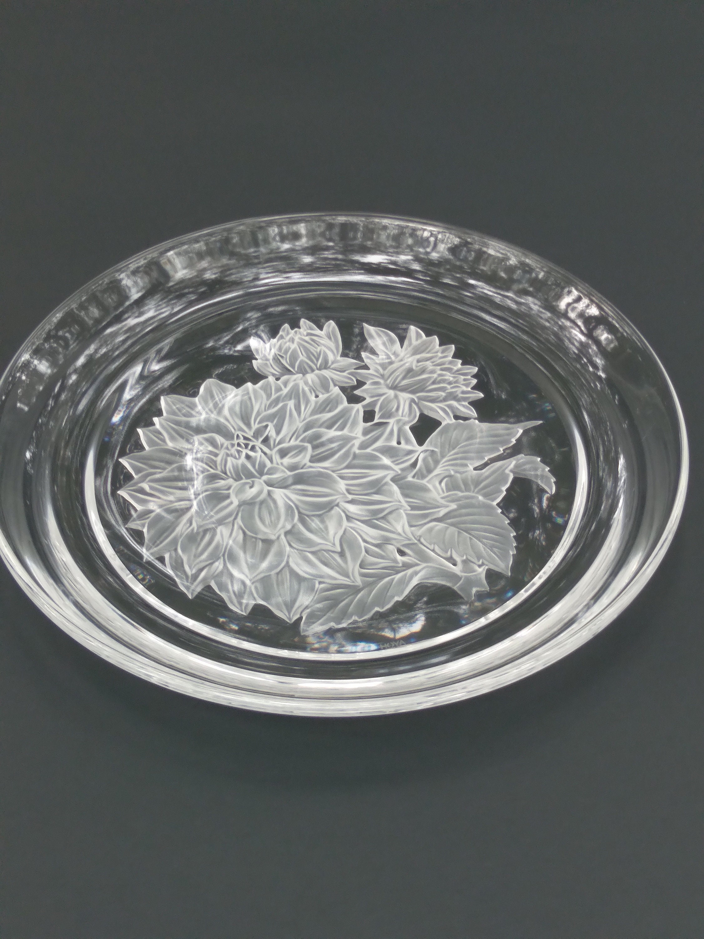 Hoya Crystal of Japan, Hoya Flower of the Month Engraved Crystal Plate