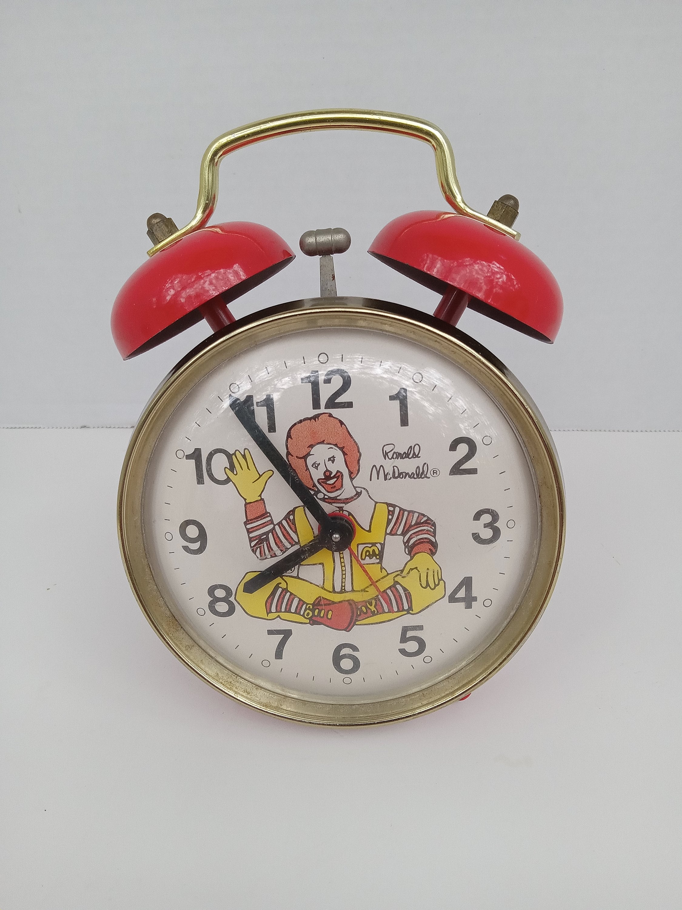 Ronald Mcdonald Wind up Alarm Clock, Red Metal Alarm Clock, Twin
