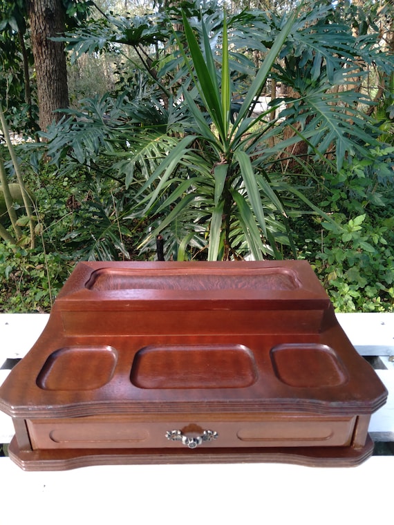 Men's Glass Top Wooden Dresser Top Valet Jewelry Box Charlton Home