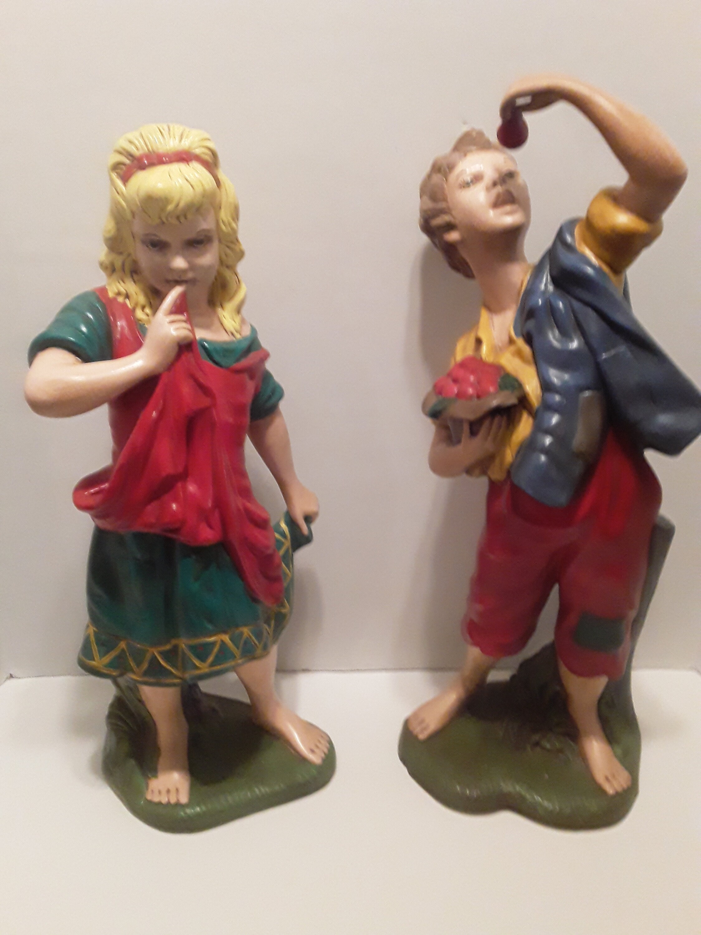 Vintage Cherry Picker Boy and Girl Figurines/statuettes, Hand