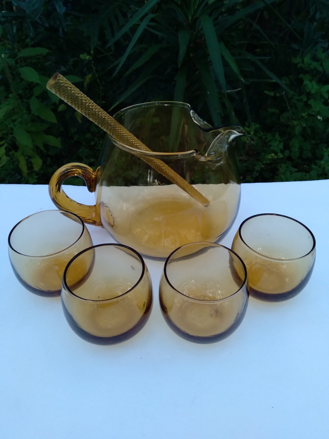 Set Cocktail Vintage - Verre Mélangeur, Cuillère Et 6 Verres à Shot En Verre