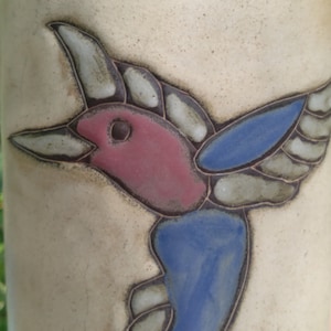 Mexico Pottery Mara Mug Hummingbird Dragonfly, Coffee Tea Mug, Hand Painted Mexico Mara Mug, Signed Pottery