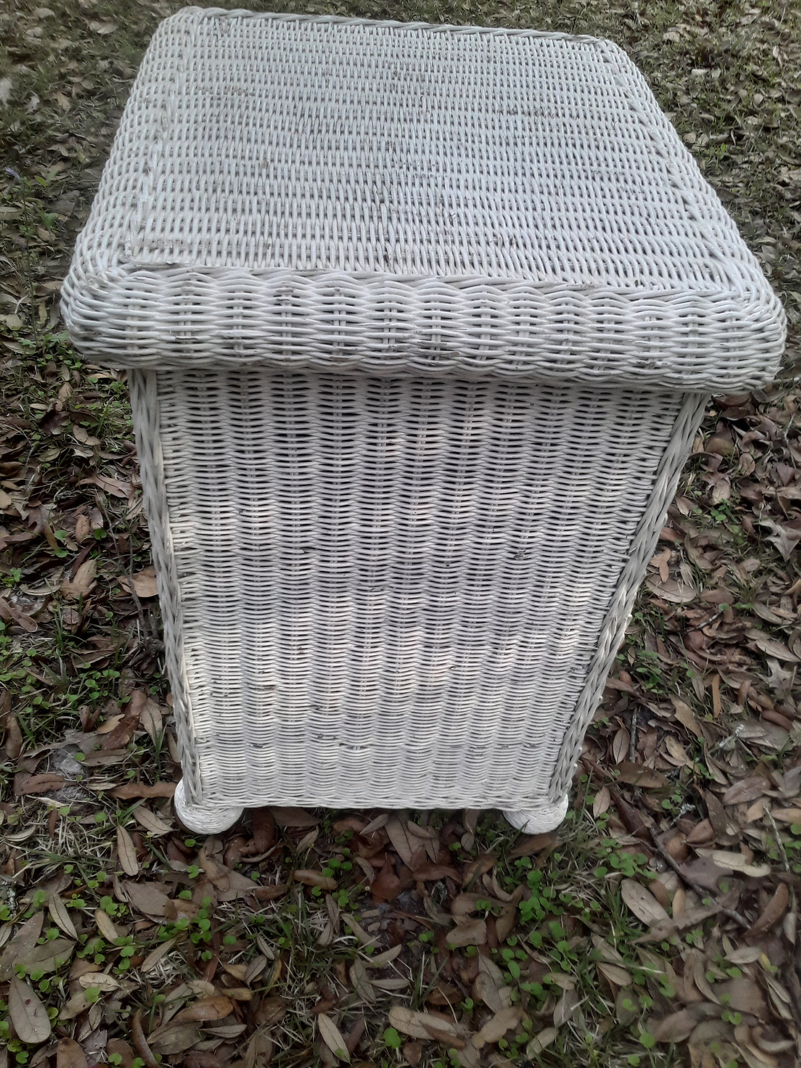 Vintage White Wicker Night Stand/dresser With Ball Feet Etsy