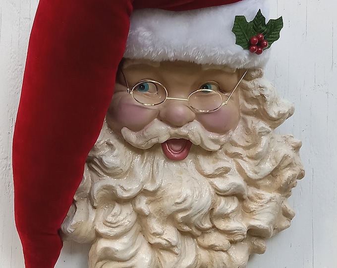 Large Hanging Santa Claus Face Wall Mount Etsy