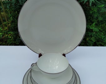 Wedding Ring (Platinum) Trim China Set by Meito, China Place Setting, Japan, Hand Painted China, Wedding China, Porcelain,  Read