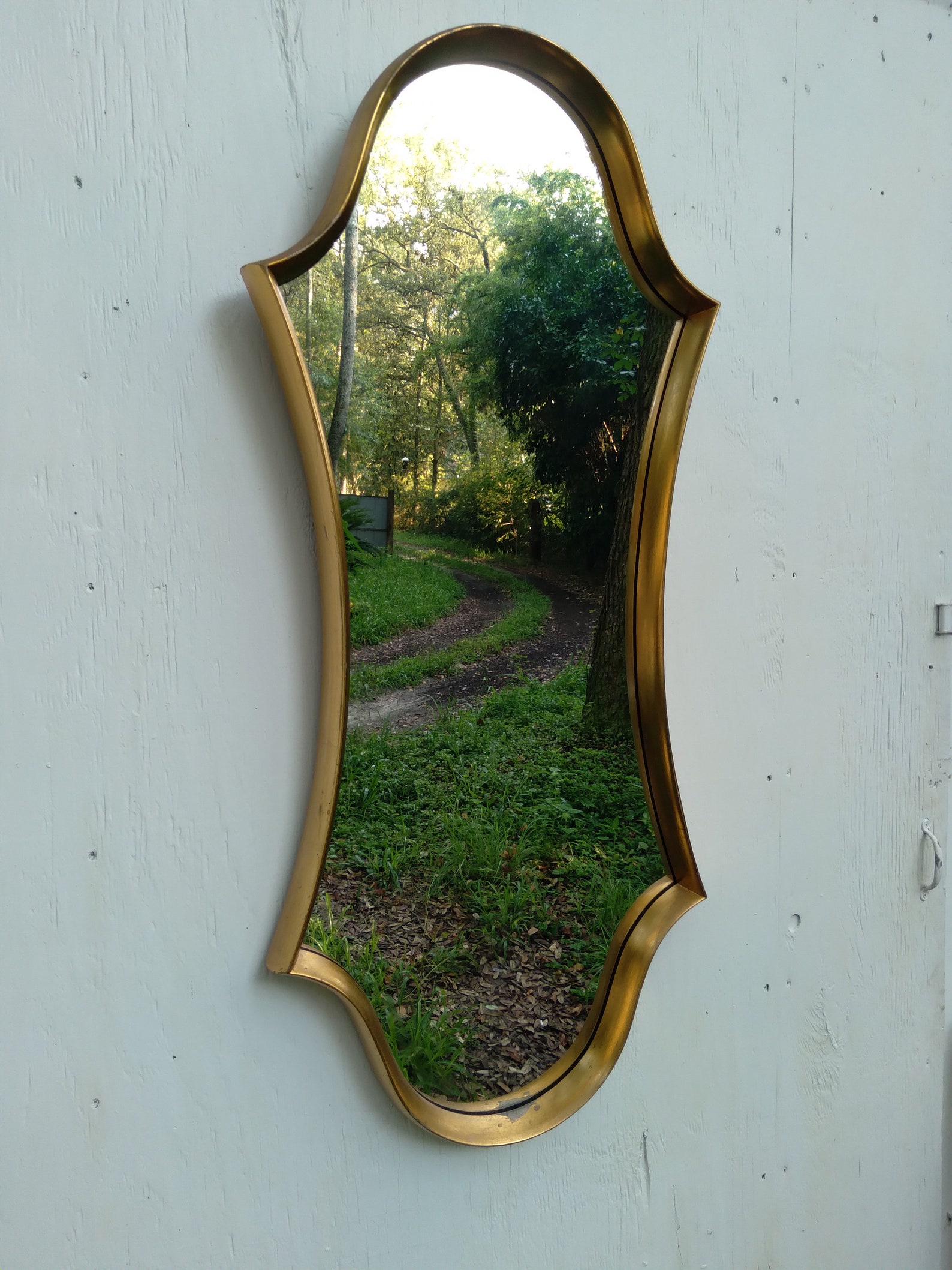 Vintage Plaster Framed Mirror, Large Plaster Wall Mirror, Gold Mirror