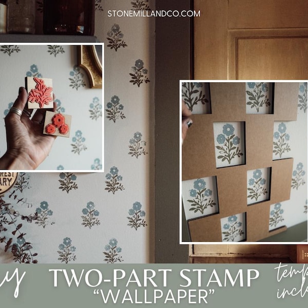 DIY Two Part Stamp Wallpaper + Template Kit