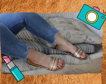 NEW SALE PRICE Vintage Metallic Slides Size 10