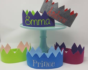 Felt Crown -  Reversible Custom Monogrammed Felt Crown -  Dress Up Crown -  Prince Crown -  Princess Crown - King's Crown -  Birthday Crown