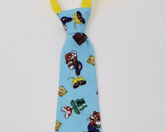 Boy's Tie - Boy's Necktie -  Super Mario Fabric - Mario - Mario Brothers - Video Game - Geek Tie